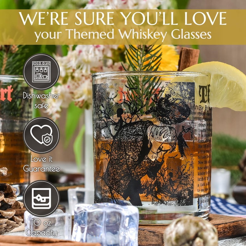 Greenline Goods Whiskey Glasses â€“ The TellTale Heart Edgar Allan Poe Glasses (Set of 2) | Literature Rocks Glass - Image 5